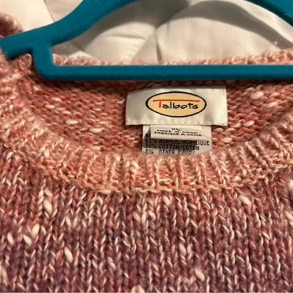 Talbots vintage Winter/Christmas Sweater, size XL, shades of pink and white. - Picture 10 of 12